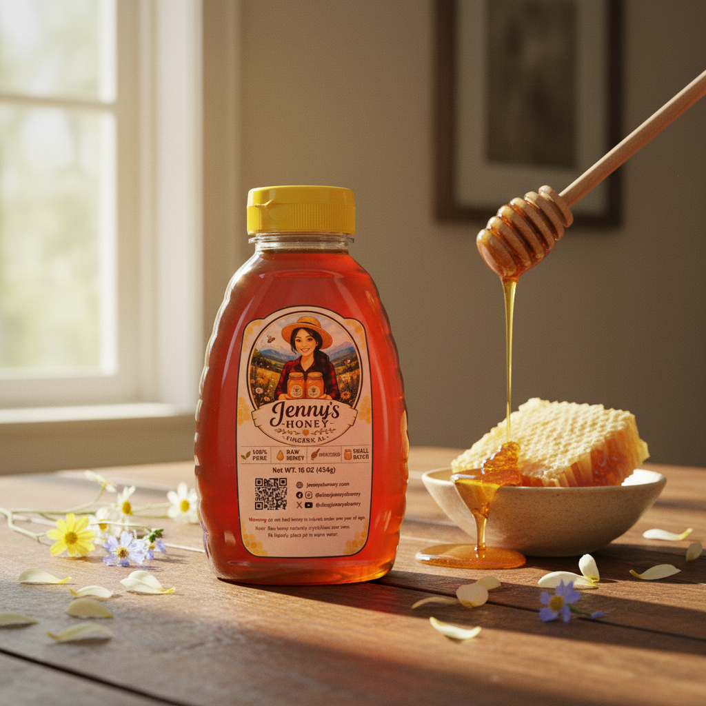 Jenny's Honey 16oz Lifestyle Square